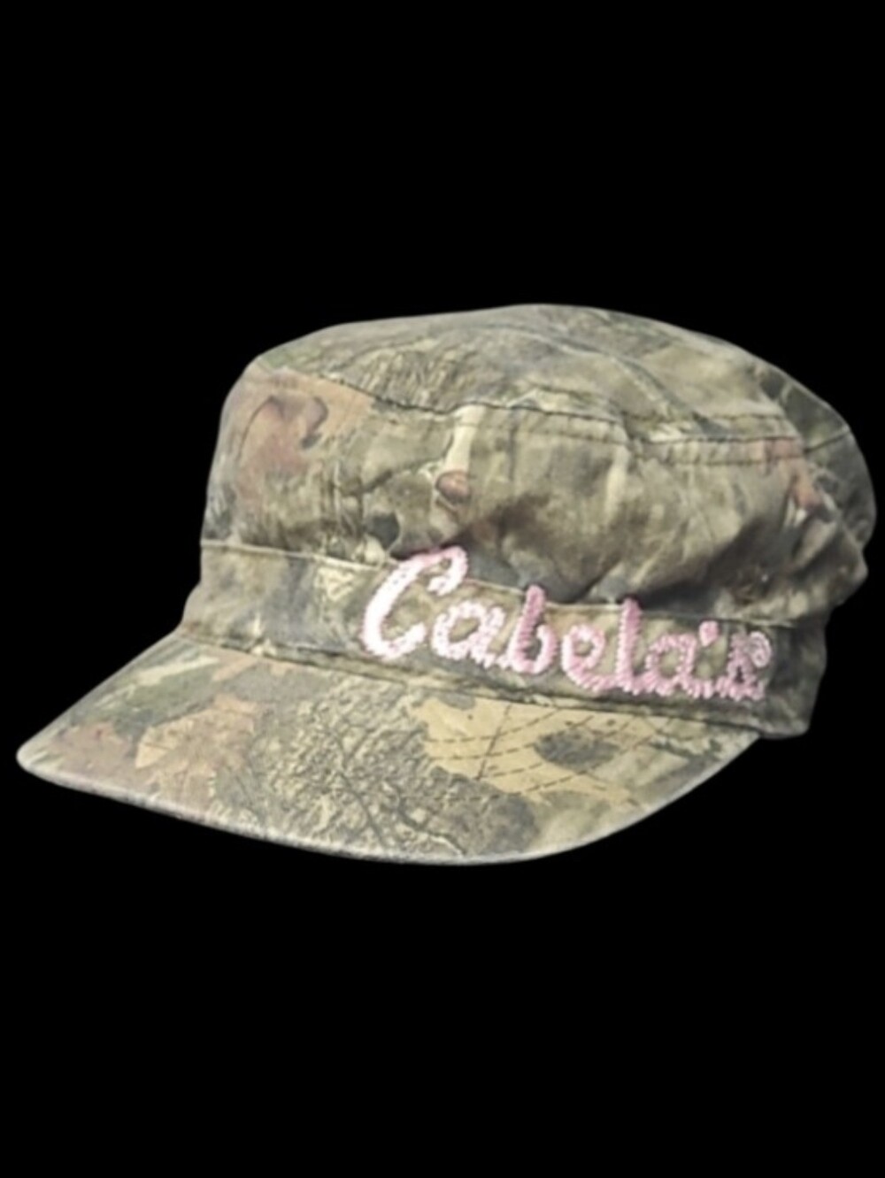 CABELA'S CAMOUFLAGE FITTED YOUTH BALL CAP WITH PINK EMBROIDERED LETTERING